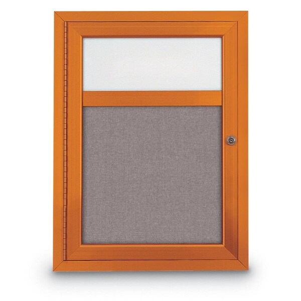 Slim Enclosed Corkboard, 30"x30", Satin Alum Frame/Burgundy